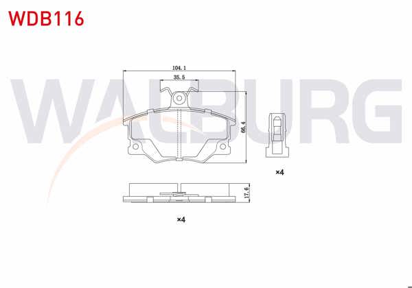 WALBURG WDB116 | Fren Balata Ön Fiat Tempra 1.4 1992-1999 / 2.0İ 1992-1999 / Tipo 1.4İ 1990-2000 / 1.6İ 1990-2000 / Fiat Uno 70 1.4İ 1994-2000 / Alfa Romeo 145 (930) 1.6 1994-2001 / 146 (930) 2.0 Tı 1994-2001