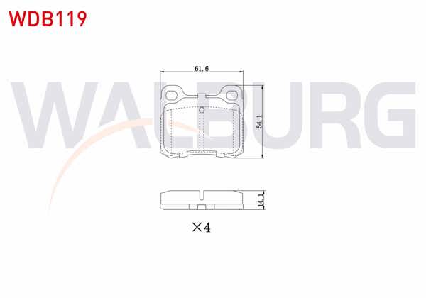 WALBURG WDB119 | Fren Balata Arka Mercedes 190 (W201) 2.0 1982-1993 / 190 (W201) D 2.5 1982-1993