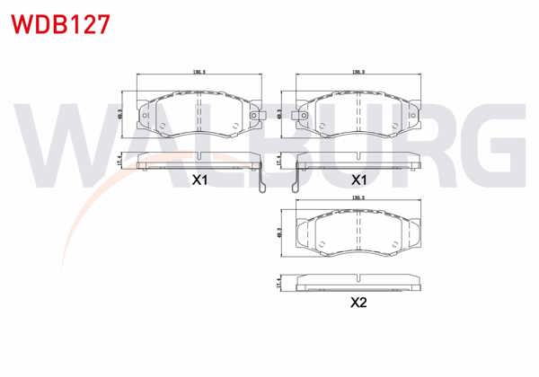 WALBURG WDB127 | Fren Balata Ön Ikazlı Nissan Navara (D22) 2.5 DCI 1997-2004 / Pick Up (D21) 2.5 D 1985-1998 / Vanette (C22) 2.0 D 1983-1988 / Vanette (C22) 1.5 1983-1988