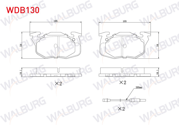 WALBURG WDB130 | Fren Balata Ön Fişli Renault R9 (L42) 1.4 1985-2000 / R11 (B / C37) 1.4 1983-1995 / R11 (B / C37) 1.7 1983-1995 / Clio I 1.4 1990-1998 / R19 1.4 1988-2001 / Express (F40,G40) 1.9 D 1985-1998