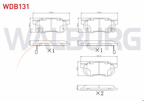 WALBURG WDB131 | Fren Balata Ön Ikazlı Honda Civic V 1.3 1992-1995 / Integra (Da) 1.8İ 16V 1985-1993 / Integra (Da) 1.6 1985-1993 / Prelude II 1.8 1983-1987