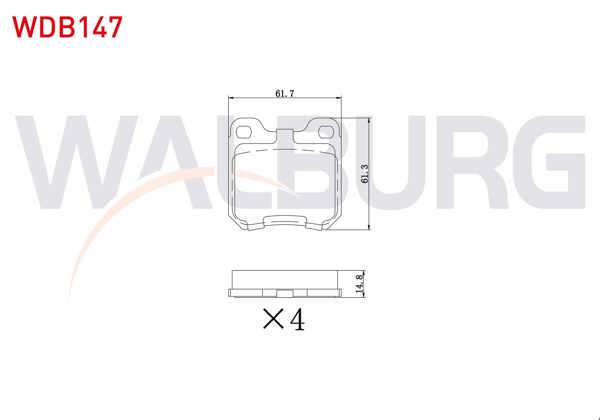 WALBURG WDB147 | Fren Balata Arka Opel Vectra B 1.6İ 1995-2003 / Vectra B 2.0İ 1995-2003 / Vectra B 2.0 Dtı 1995-2003 / Vectra B 2.5 V6 1995-2003 / Vectra B 2.0 Dı 1995-2003 / Omega A 3.0İ 1986-1994
