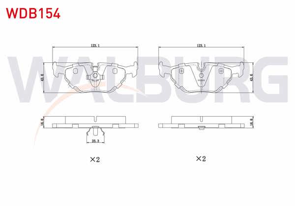 WALBURG WDB154 | Fren Balata Arka BMW 5 Serisi (E34) 518 İ 1987-1995 / (E34) 520 İ 1987-1995 / (E34) 525 İ 1987-1995 / (E34) 530 İ V8 1987-1995 / 3 Serisi (E36) 320 İ 1990-1998