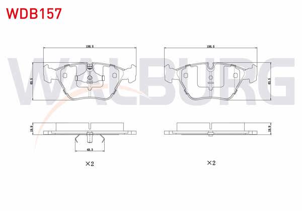 WALBURG WDB157 | Fren Balata Ön BMW 5 Serisi (E34) 518 İ 1987-1995 / (E34) 520 İ 1987-1995 / (E34) 535 İ 1987-1995 / (E34) 524 TD 1987-1995 / (E34) 530 İ V8 1987-1995 / (E34) 525 Tds 1987-1995