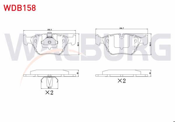 WALBURG WDB158 | Fren Balata Ön BMW 5 Serisi (E39) 525 D 1995-2003 / (E39) 520 İ 1995-2003 / (E39) 523 İ 1995-2003