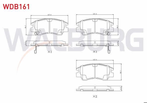 WALBURG WDB161 | Fren Balata Ön Ikazlı Mitsubishi L 300 (P0w,P1w) 2.5 D 1986-2006 / L 200 (K3t,K2t,K1t,K0t) 2.5 D 1986-1996