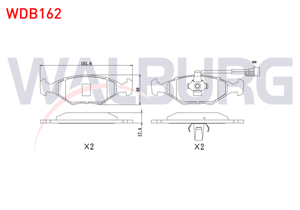 WALBURG WDB162 | Fren Balata Fişli On Fiat Palio 1.2İ 16V 1996-2005 / 1.4İ 16V 1996-2005 / 1.6İ 16V 1996-2005 / Albea 1.6 1996-2003 / 1.2 1996-2003 / Siena 1.2İ 1997-2002 / 1.4İ 1997-2002 / 1.6İ 1997-2002