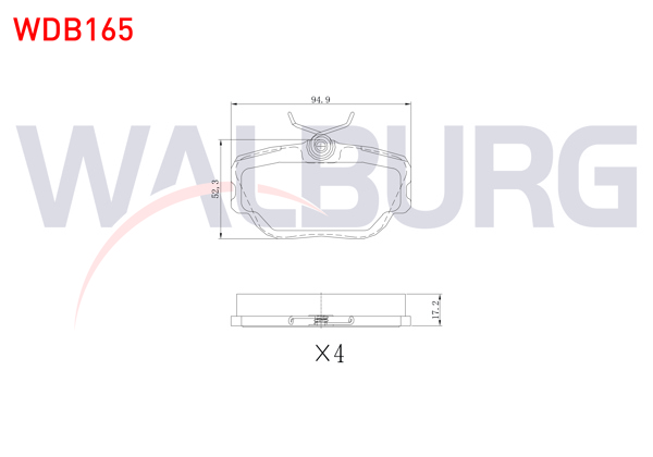WALBURG WDB165 | Fren Balata Ön Mercedes 190 (W201) 2.0 1982-1993 / (W201) E 2.5 1982-1993 / (W201) 2.3 1982-1993 / (W201) 2.5 D 1982-1993