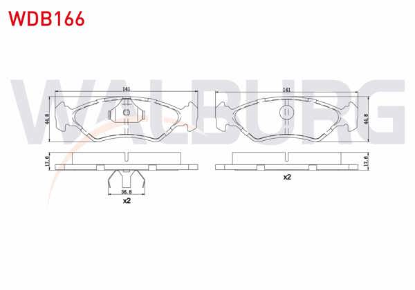 WALBURG WDB166 | Fren Balata Ön Ford Fiesta III 1.1 1989-1995 / Fiesta III 1.4 1989-1995 / Fiesta III 1.6 16V 1989-1995 / Fiesta III 1.8 16V 1989-1995