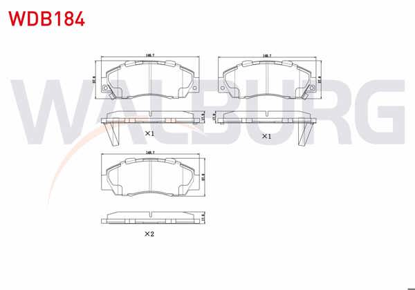 WALBURG WDB184 | Fren Balata Ön Ikazlı Honda Accord IV-V-VI 1.6İ 2.0İ 16V 1990-1993-1997 / Accord VI 1.6İ 2.0İ Ls 1997-2003 / Hr-V (Gh) 1.6 1999-/ Cr-VI 2.0İ 16V 1995-2002 / Integra 2.0İ 16V 2001 -