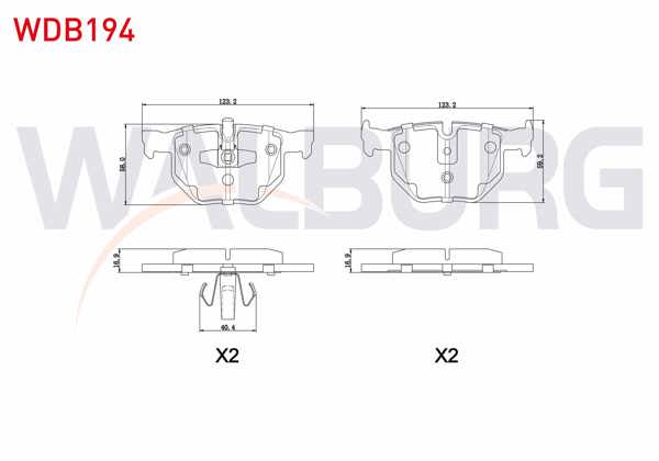 WALBURG WDB194 | Fren Balata Arka BMW 3 Serisi (E90) 318 Cl 2005-2011 / (E90) 320 İ 2005-2011 / (E90) 320 D 2005-2011 / (E90) 325 İ 2005-2011 / (E90) 330 Xi 2005-2011 / (E90) 335 D 2005-2011