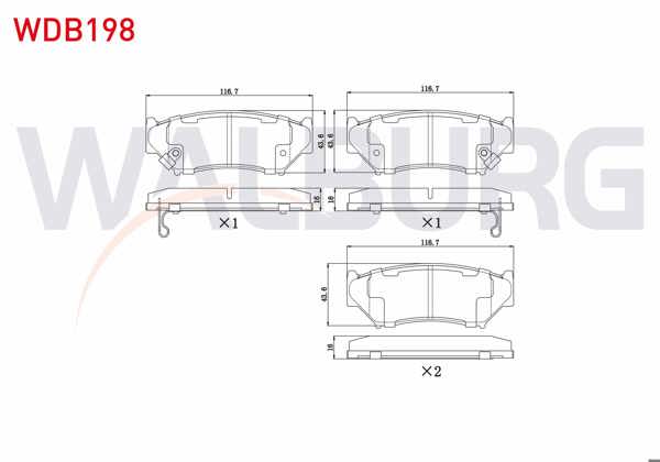 WALBURG WDB198 | Fren Balata Ön Ikazlı Suzuki Vitara (Et,Ta) 1.6İ 16V 1988-1999 / Vitara (Et,Ta) 1.9 D 1988-1999 / G.Vitara I 2.0 TDI 1998-2003 / 2.0İ 1998-2003 / 1.6İ 1998-2003 / 2.5 V6 1998-2003