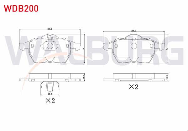 WALBURG WDB200 | Fren Balata Ön Opel Vectra B 2.0İ 1995-2003 / Vectra B 2.5 V6 1995-2003 / Calıbra A 2.0İ 1995-2003