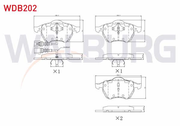 WALBURG WDB202 | Fren Balata Ön Fişli Volkswagen Golf IV 1.9 TDI 1997-2005 / 1.8 T 1997-2005 / Bora 1.8 T 1998-2005 / Audi A3 1.6 1996-2003 / A3 1.9 TDI 1996-2003 / Seat Leon 1.9 TDI 1999-2006 / 1.8 20V 1999-2006