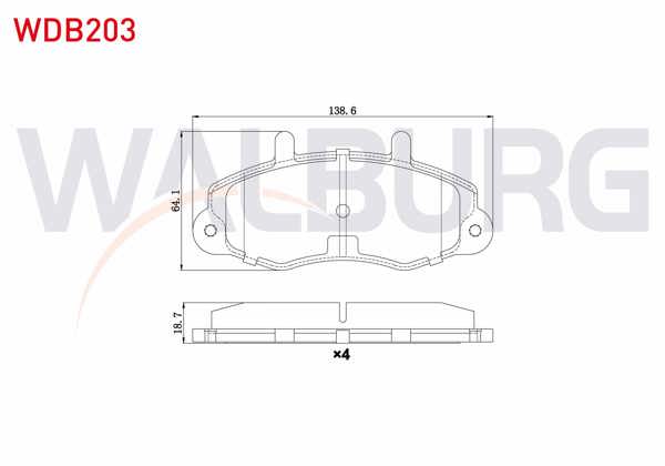 WALBURG WDB203 | Fren Balata Ön Ford Transit (T12) 2.5 D 18.80mm 1991-1998
