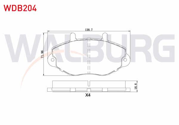 WALBURG WDB204 | Fren Balata Ön Ford Transit (E_ _) 2.5 Dı T15 18.80mm 1994-2000