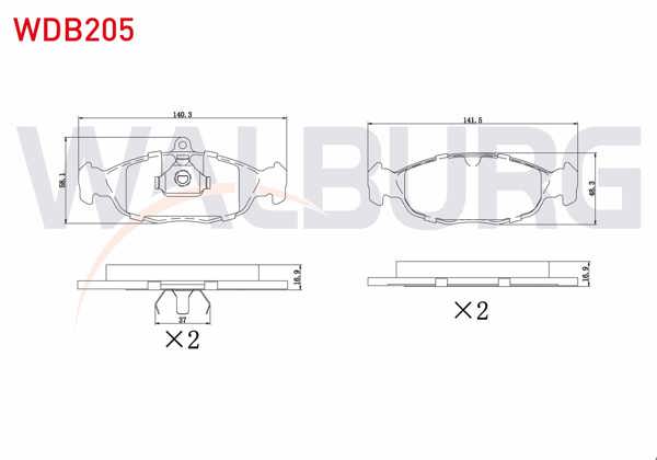 WALBURG WDB205 | Fren Balata Ön Opel Astra F 1.4İ 1991-1998 / 1.6İ 1991-1998 / F Classic 1.4İ 1998-2002 / Vectra A 1.6 1988-1995 / Combo B 1.2 1994-2001 / 1.4 1994-2001 / Corsa B 1.2İ 16V 1993-2000 / 1.4İ 16V 1993-2000