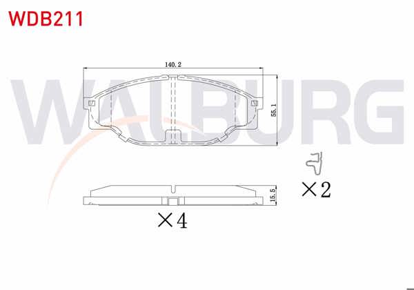 WALBURG WDB211 | Fren Balata Ön Toyota Hı-Lux Pick Up (_N_) 2.5 D-4D 1983-2005 / Hı-Lux Pick Up (_N_) 2.5 2.4 D 1983-2005 / Hı-Ace III (_H10_) 2.0 1989-1995 / Hı-Ace III (_H10_) 2.4 D 1989-1995