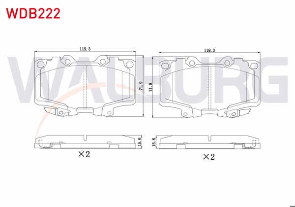 WALBURG WDB222 | Fren Balata Ön Ikazlı Toyota Hı-Lux Pick Up 2.5 D 1983-2005 / 2.5 D-4D 1983-2005 / Land Cruiser (_J7_) 2.4İ 1984-1996 / Land Cruiser 90 (_J9_) 3.0 TD 1996-2002 / 3.0 D 1996-2002 / 3.0 D-4D 1996-2002