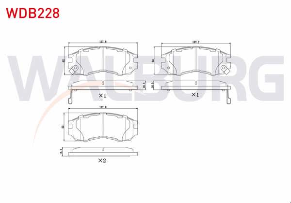 WALBURG WDB228 | Fren Balata Ön Ikazlı Mitsubishi Lancer IV (C6a,C7a) 1.8 Gtı 1988-1994 / Lancer V (Cb / Da) 1.8İ 1992-1996 / Galant V (E5a,E7a,E8a) 1.8 1992-1996
