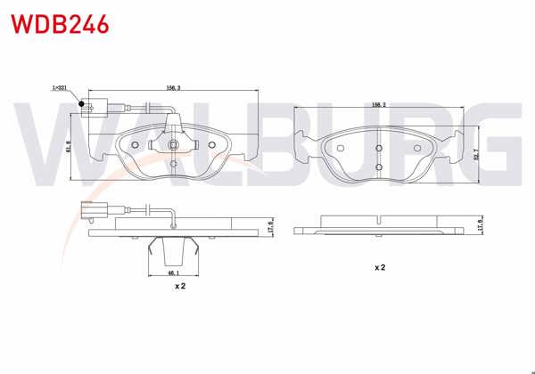WALBURG WDB246 | Fren Balata Ön Fişli Fiat Brava (182) 1.6 16V 1995-2002 / 1.9 TD 1995-2002 / Bravo (182) 1.6 16V 1995-2004 / 1.6 Mjt 1995-2004 / Alfa Romeo 145 1.4 1994-2001 / 1.6 1994-2001 / 1.9 TD 1994-2001