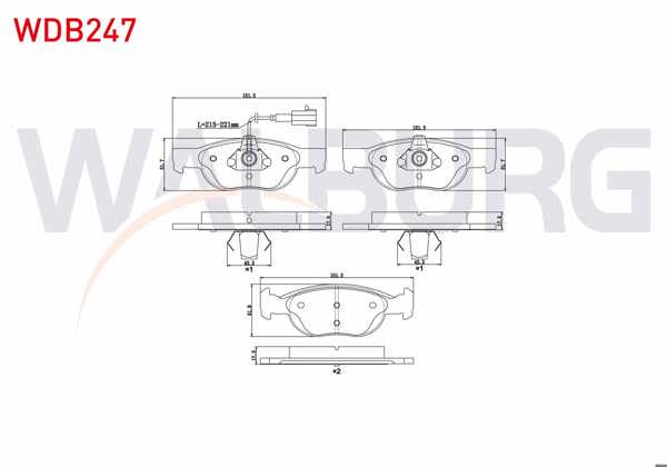 WALBURG WDB247 | Fren Balata Ön Fişli Fiat Marea (185) 1.4İ 1996-2007 / 1.6İ 16V 1996-2007 / 1.9 JTD 1996-2007 / Brava (182) 1.6 16V 1995-2002 / 1.6 16V 1995-2004 / Bravo (182) 1.6 Mjt 1995-2004 / 1.9 Mjt 1995-2004