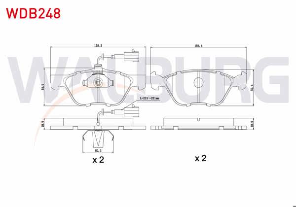 WALBURG WDB248 | Fren Balata Ön Fişli Fiat Marea (185) 2.0İ 150 Hp 1996-2007 / Bravo (182) 2.0İ 20V Hgt 1995-2004 / Alfa Romeo 156 (932) 1.9 JTD 1997-2005 / 147 (937) 1.6 2001-2010 / 147 (937) 1.9 JTD 2001-2010