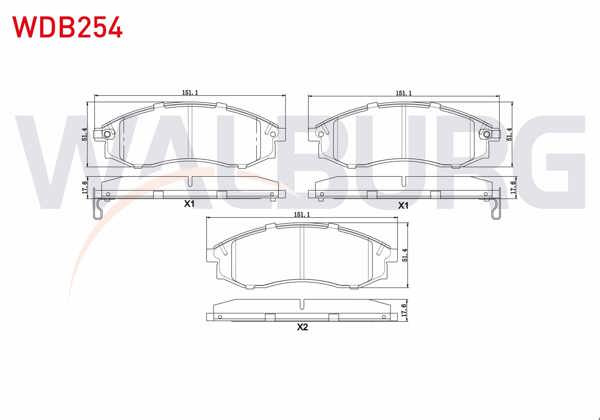 WALBURG WDB254 | Fren Balata Ön Ikazlı Tel Delikli Mitsubishi L 200 (K3t,K2t,K1t,K0t) 2.5 TD 4X4 1986-1996 / L 200 (K7t,K6t) 2.0 4X4 1996-2007