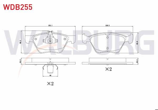 WALBURG WDB255 | Fren Balata Ön Mercedes E Serisi (W210) E 280 1995-2002 / (W210) E 320 CDI 1995-2002 / (W210) E 270 CDI 1995-2002 / (W210) E 200 CDI 1995-2002 / (W210) E 220 CDI 1995-2002 / (W210) E 200 1995-2002