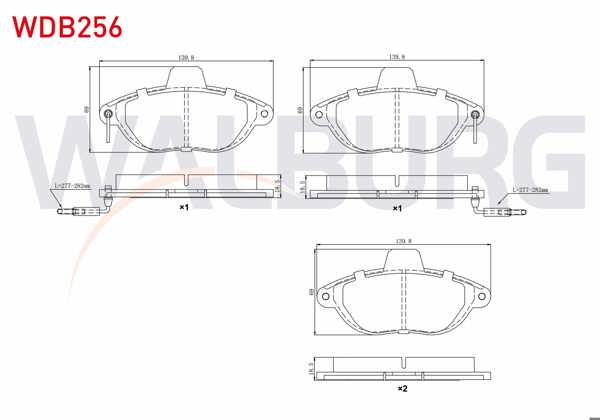WALBURG WDB256 | Fren Balata Ön Fişli Fiat Scudo (220P) 1.9 D 1996-2006 / 2.0 JTD 1996-2006 / Citroen Jumpy I 1.6 HDI 1994-2007 / Jumpy I 2.0 HDI 1994-2007 / Peugeot Expert 1.9 D 1996-2006 / Expert 2.0 HDI 1996-2006