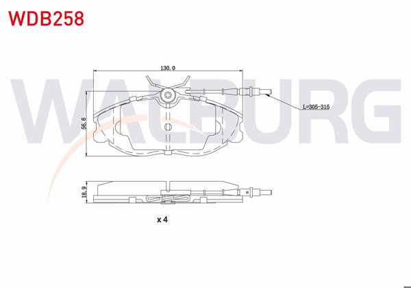 WALBURG WDB258 | Fren Balata Ön Fişli Peugeot 406 (8B) 2.0İ 15 Jant 1995-2004 / 406 (8B) 2.0 HDI 15 Jant 1995-2004