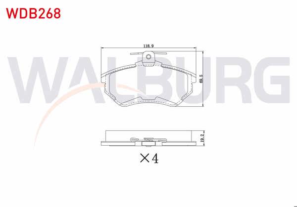 WALBURG WDB268 | Fren Balata Ön VW Passat 1.6 1996-2000 / Passat 1.9 TDI 1996-2000 / Passat 1.8 T 1996-2000 / Audi A4 1.6 1994-2001 / A4 1.8 1994-2001 / A4 1.9 TDI 1994-2001 /