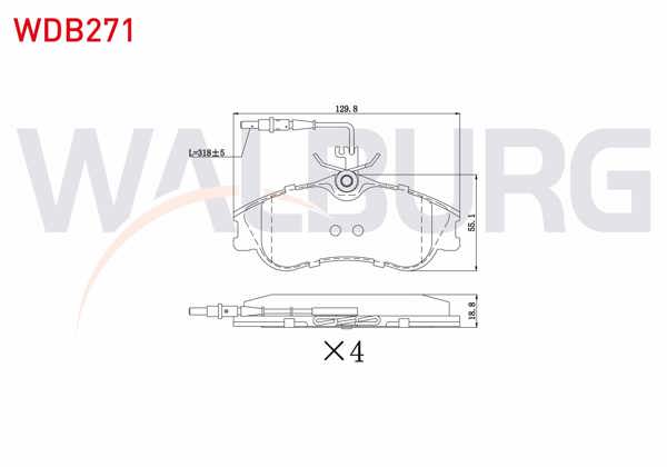 WALBURG WDB271 | Fren Balata Ön Fişli Peugeot Partner 1.9 D 1996-2008 / Partner 2.0 HDI 1996-2008 / 306 1.6İ 1993-2002 / 306 1.8İ 1993-2002 / Berlingo 1.9 D 1996-2008 /