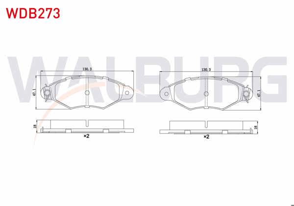 WALBURG WDB273 | Fren Balata Ön Renault Kangoo (Kc0 / 1) 1.5 DCI 1998-2008 / Kangoo (Kc0 / 1) 1.9 D 1998-2008 / Citroen Xsara (N1) 1.6 1997-2005