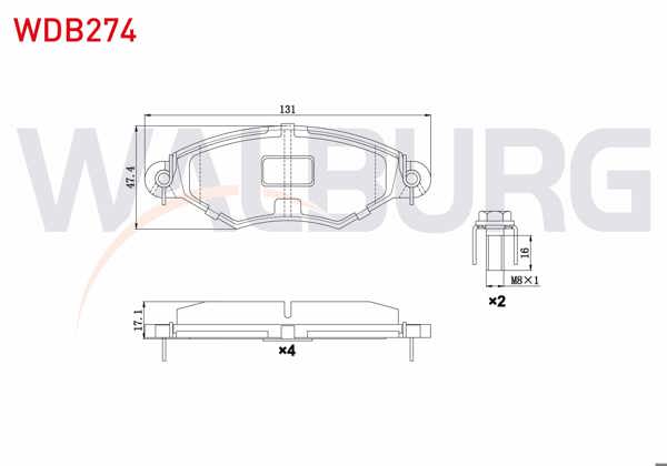 WALBURG WDB274 | Fren Balata Ön Peugeot 206 (2A / C) 1.4 HDI 1998-2006 / 206 (2A / C) 1.6 HDI 1998-2006 / 306 (7B,N3,N5) 1.4İ 1993-2002