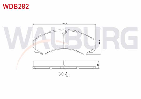 WALBURG WDB282 | Fren Balata Ön Iveco Daily II (30-10C) 2.8İ 1996-1999 / Daily II (35-10) 2.5İ 1996-1999
