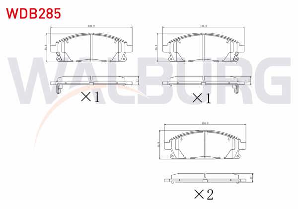 WALBURG WDB285 | Fren Balata Ön Ikazlı Nissan X-Traıl (T30) 2.0İ 2001-2007 / X-Traıl (T30) 2.5İ 2001-2007 / X-Traıl (T30) 2.2 Dı 2001-2007 / Pathfinder (R50) 2.7 TD 1995-2005 / Pathfinder (R50) 3.3İ V6 1995-2005