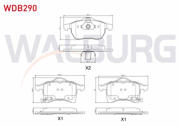 WALBURG WDB290 | Fren Balata Ön Ikazlı Opel Zafira A 1.6 16V 1999-2005 / Zafira A 1.8 16V 1999-2005 / Astra G 1.6 16V 1998-2005 / Astra G 2.0 16V 1998-2005 / Astra G 2.0 Dtı 1998-2005 / Astra F 2.0 1991-1998