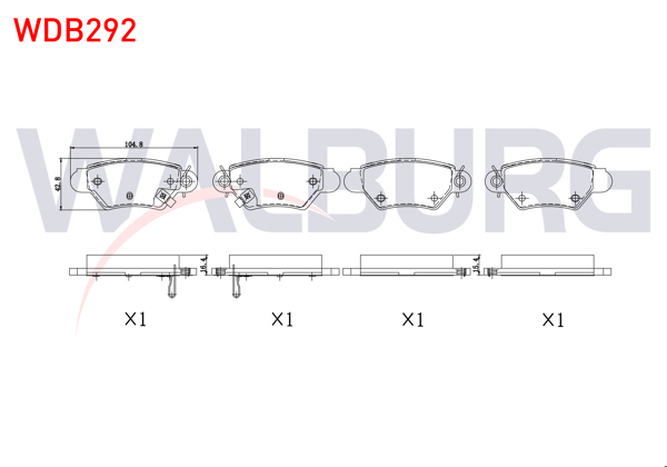 WALBURG WDB292 | Fren Balata Arka Ikazlı Opel Astra G 1.4 16V 1998-2005 / Astra G 1.6 16V 1998-2005 / Astra G 2.0 Dtı 1998-2005 / Zafira A 1.8 16V 1999-2005 / Zafira A 1.6 16V 1999-2005