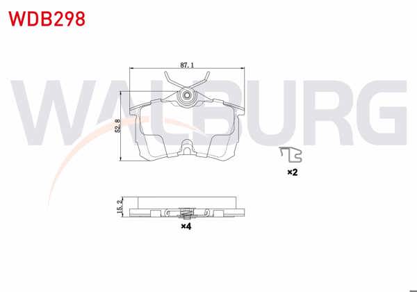 WALBURG WDB298 | Fren Balata Arka Honda Accord VII (Cl) 1.6İ 16V 2003-2008 / Accord VII (Cl) 2.0 16V 2003-2008