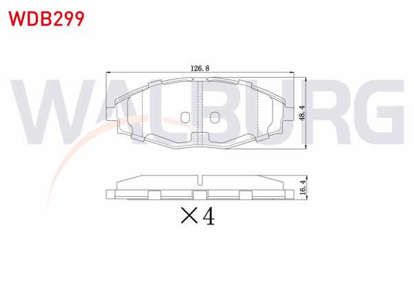 WALBURG WDB299 | Fren Balata Ön Chevrolet Spark 1.0İ 2005-2010 / Spark 0.8İ 2005-2010 / Daewoo Matız 0.8İ 1998-2005 / Lanos 1.4İ 1997-2005 / Lanos 1.5İ 1997-2005 / Lanos 1.6 16V 1997-2005