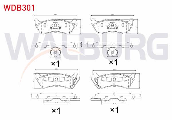 WALBURG WDB301 | Fren Balata Arka Ikazlı Mercedes M Class (W163) Ml 320 1998-2005 / M Class (W163) Ml 270 CDI 1998-2005