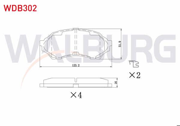 WALBURG WDB302 | Fren Balata Ön Mazda 323 VI (Bj) 1.4İ 16V 1998-2004 / 323 VI (Bj) 1.5İ 16V 1998-2004 / 323 VI (Bj) 1.6İ 1998-2004