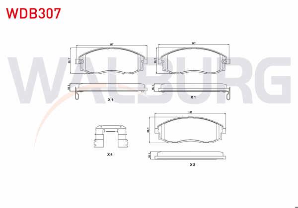 WALBURG WDB307 | Fren Balata Ön Ikazlı Hyundai Starex 2.4İ 1997-2003 / Starex 2.5 CRDI 1997-2007 / Starex 2.5 TD 1997-2003