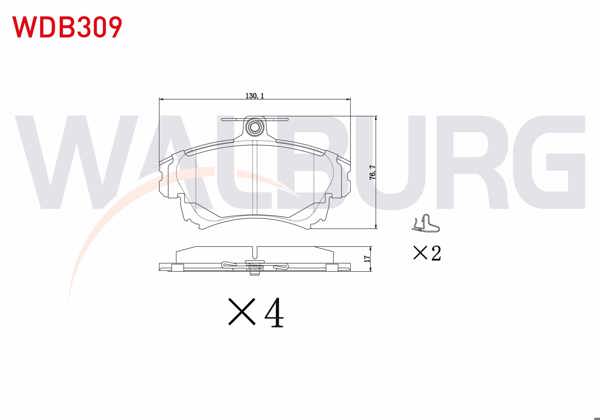 WALBURG WDB309 | Fren Balata Ön Volvo S40 I 1.6İ 16V 1995-2003 / 1.8İ 16V 1995-2003 / 1.9 TD 1995-2003 / Mitsubishi Carisma 1.9 Dıd 1995-2006 / Colt VI 1.3 15 Jant 2002-2012 / Colt VI 1.5 15 Jant 2002-2012