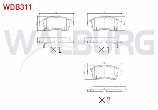 WALBURG WDB311 | Fren Balata Ön Ikazlı Toyota Yaris (_Cp10) 1.0İ 1999-2005 / Yaris (_Cp10) 1.3İ 1999-2005