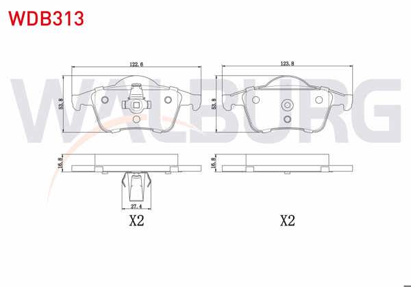 WALBURG WDB313 | Fren Balata Arka Volvo C70 I 2.0 1998-2005 / S60 I 2.0 T5 2000-2010 / S80 I 3.0 T6 1998-2006 / V70 I 2.0 T 1997-2000 / V70 II 2.0 T 2000-2007 / S 80 I 2.0 T 1998-2006 / S60 I 2.0 T 2000-2010