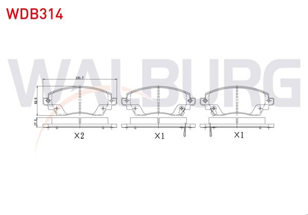WALBURG WDB314 | Fren Balata Ön Toyota Corolla (_E11_) 1.4İ Ikazlı 17.80mm 1997-2002