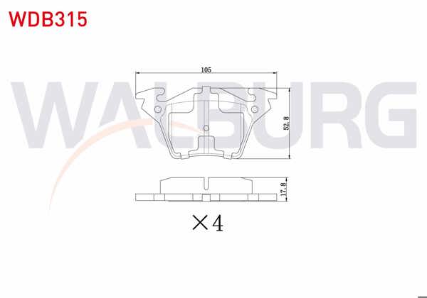 WALBURG WDB315 | Fren Balata Arka Mercedes Vito (638) 110 CDI 1997-2003 / Vito (638) 108 CDI 1997-2003