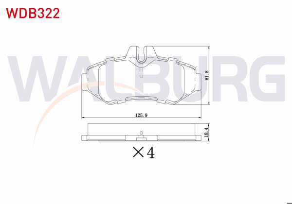 WALBURG WDB322 | Fren Balata Arka Volkswagen Lt 28-35 II 2.8 TDI 1996-2006 / Mercedes Sprinter 3T (903) 313 CDI 1995-2006 / (903) 308 D 1995-2006 / (903) 310 D 1995-2006 / (903) 312 D 1995-2006
